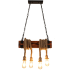 Vintage Loft Industrial Wooden Chandelier Restaurant Lighting Lamp Bar Coffee Bar Hemp Rope Chandelier(WH-VP-219)