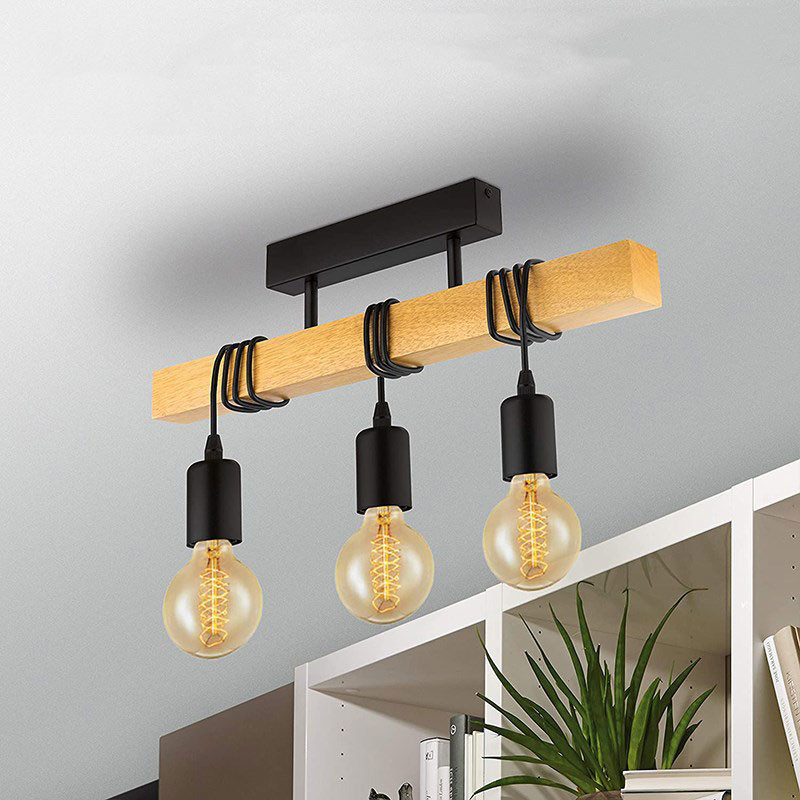 Creative Wood Chandelier Retro Industrial Style Solid Wood Primary Color Restaurant Lamp(WH-VP-213)