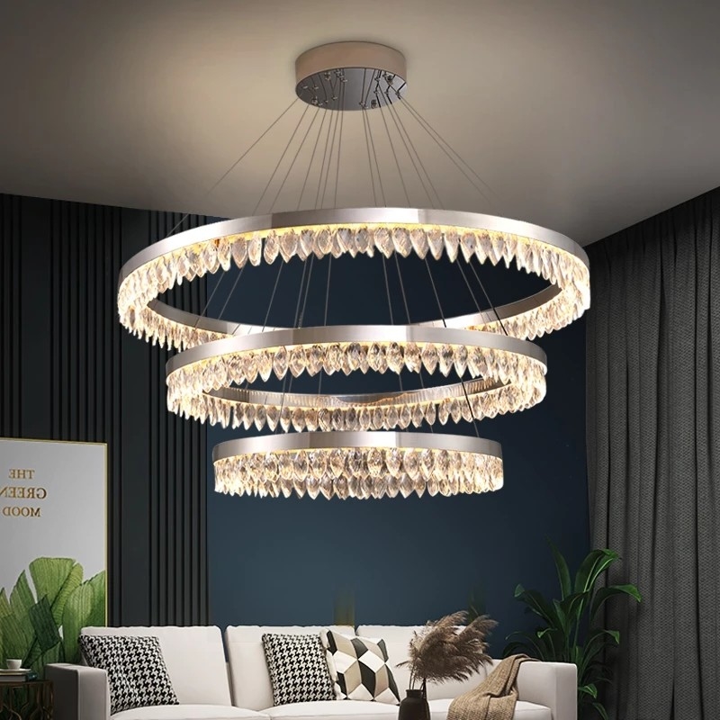 Led Silver Chandelier For Living Room Modern Creative Design crystal led ceiling light(WH-CY-214)