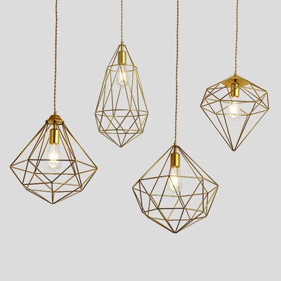 Nordic Designer gold Pendant Light Personality Shop Restaurant Bar Diamond Pendant Lamp（WH-AP-397）