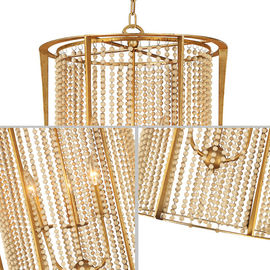 Primitive wood cage chandelier with wood bead (WH-CI-23)