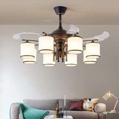 Luxury Ceiling Fan Light Remote LED Electric Fan Light with glass lampshade metal Stealth Fan Light (WH-VLL-28)