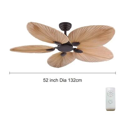 American Retro Living Room Restaurant Ceiling Fan Light Remote Electric Fan Light Banana Leaf Fan Lamp(WH-VLL-31)