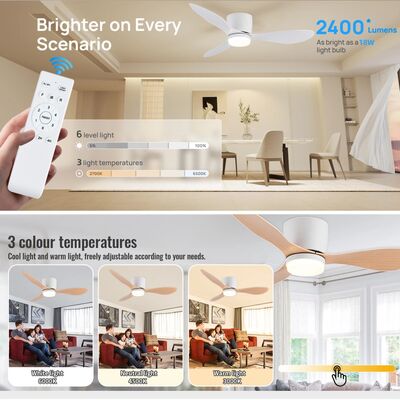 DC motor Large Air Volume Remote Control for Kitchen Bedroom Dining room Modern Ceiling Fan with LED Light (WH-VLL-34)