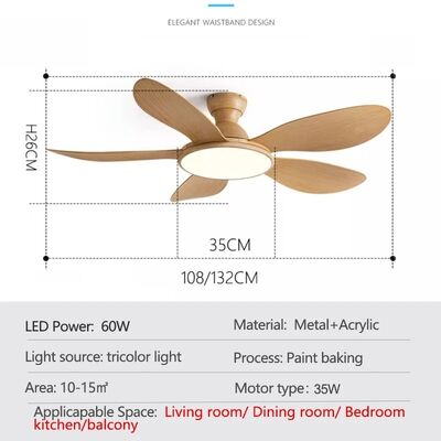 52inch Modern LED 60W Low Floor 35W Ceiling Fans With Remote Control wood Ceiling Fan With Light (WH-VLL-35)