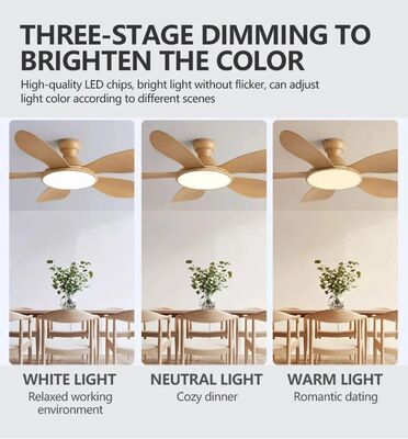 52inch Modern LED 60W Low Floor 35W Ceiling Fans With Remote Control wood Ceiling Fan With Light (WH-VLL-35)