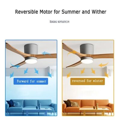 3 Carved Wood Fan Blades Noiseless Reversible Motor Low Profile Ceiling Fan With Lights (WH-VLL-36)