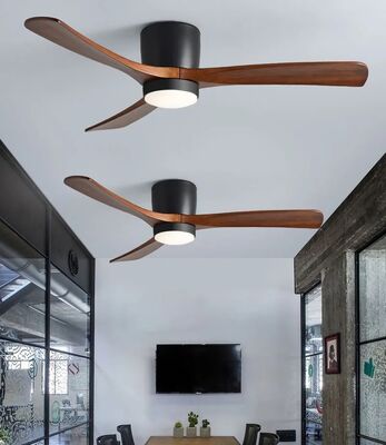 3 Carved Wood Fan Blades Noiseless Reversible Motor Low Profile Ceiling Fan With Lights (WH-VLL-36)