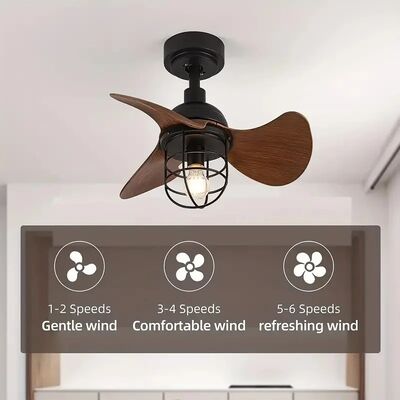 Low Floor Energy-saving Light With Fan Industrial Wood LED Ceiling Fan Light With Remote Control (WH-VLL-38)