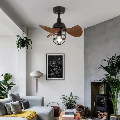 Low Floor Energy-saving Light With Fan Industrial Wood LED Ceiling Fan Light With Remote Control (WH-VLL-38)