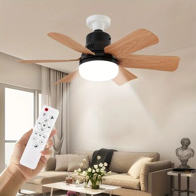 Remote control 20.5in Screw LEd 40W Socke Black Wood Grain Ceiling Fan with Light(WH-VLL-42)