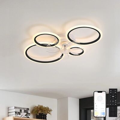 Bedroom Kitchen Lights Black White Multi ring lamp samrt Led Low Noise Ceiling Fan Chandelier (WH-CLL-53)