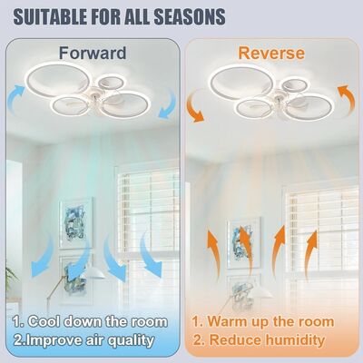 Bedroom Kitchen Lights Black White Multi ring lamp samrt Led Low Noise Ceiling Fan Chandelier (WH-CLL-53)