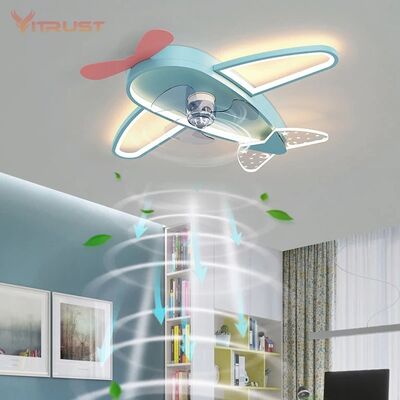 Kids Children Room LED Ceiling Fans Dimmable Remote Control Creative Plane Ceiling Fan With LED Light (WH-CLL-64)
