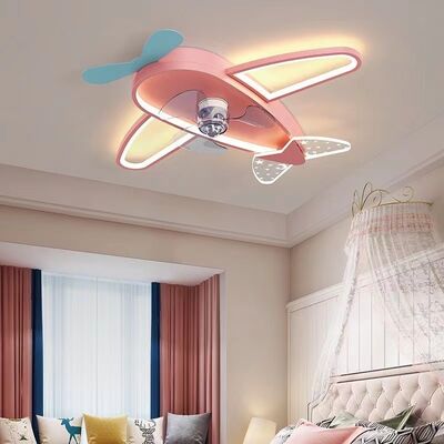 Kids Children Room LED Ceiling Fans Dimmable Remote Control Creative Plane Ceiling Fan With LED Light (WH-CLL-64)