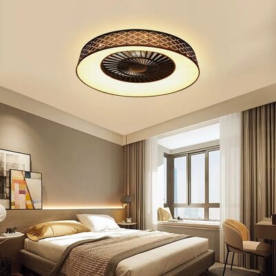 Kitchen Bedroom Living Room Timing Invisible Blades 57cm Dimmable fabric LED Ceiling Fan with Light(WH-CLL-72) ﻿