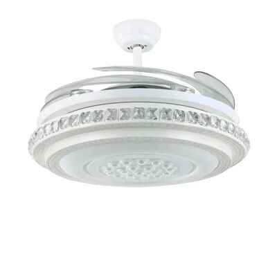 Living Room Dining Bedroom Invisible 6 Speeds Crystal Chandeliers Ceiling Fans(WH-CLL-73)
