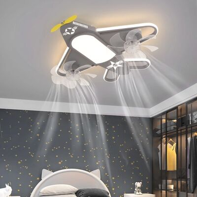 Study Dining Living Bedroom Indoor Children's Room Dimmable LED airplane Ceiling Fans with lamp(WH-CLL-76)
