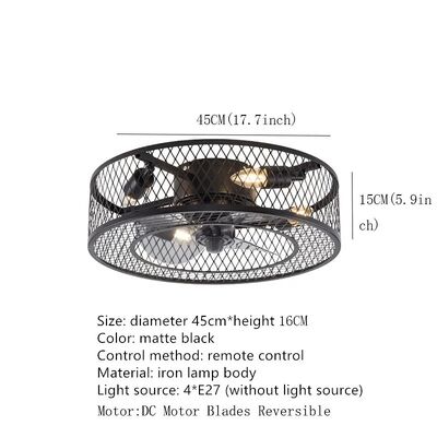 study room Bedroom Fans Light Loft Black iron net Industrial Ceiling Fan Lamp (WH-CLL-78)