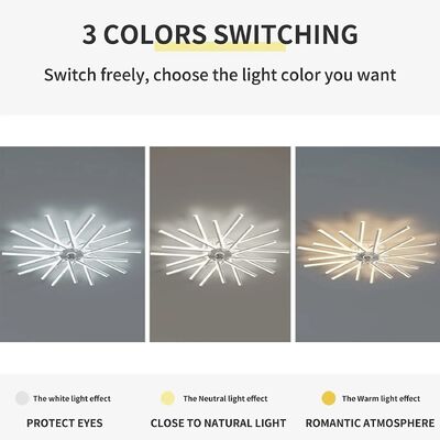 Bedroom Remote Control Reversible Blades Fans Led Invisible branch Ceiling Fan Lamp (WH-CLL-79)