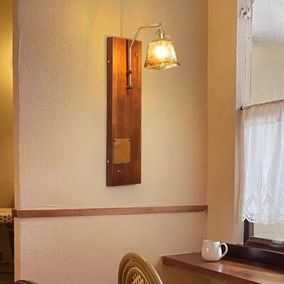 Japan Retro  Art Iron Glass Wood LED Decor Wall Lamp (WH-VR-127)