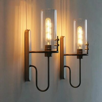 retro Luxury Iron Glass Black LED Decor Home Wall Lamp  (WH-VR-133)
