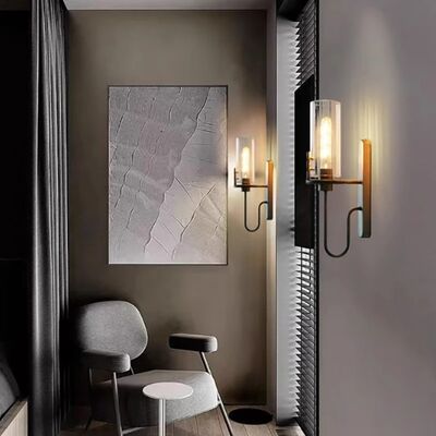 retro Luxury Iron Glass Black LED Decor Home Wall Lamp  (WH-VR-133)