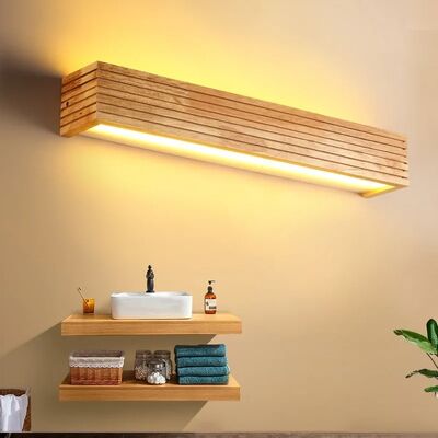 Bathroom Mirror Indoor Lighting Linear Solid Wood LED Wall Lamps (WH-VR-134)