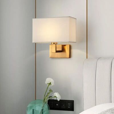 Copper Lamp Stair Hotel Corridor Living Room Aisle Bedside Table Cloth Wall Lights(WH-VR-141)