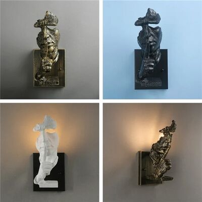 Silence Is The Golden Facial Art Decorative Retro Bar Aisle Face Wall Lights(WH-VR-147)