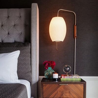 Japanese wall lamp Bedroom Home Bedside office Hotel Nelson Silk Wall lamp(WH-VR-154)