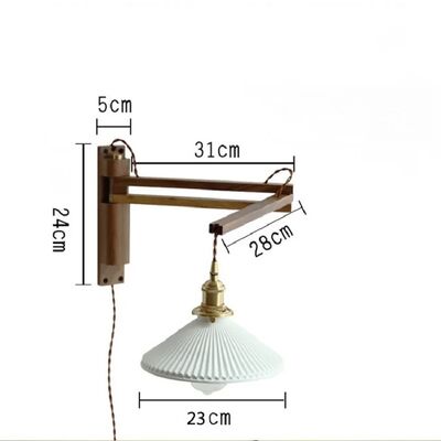 Retro Folding Wall Lamp Retractable Walnut Solid Wood Wall Lamp (WH-VR-159)