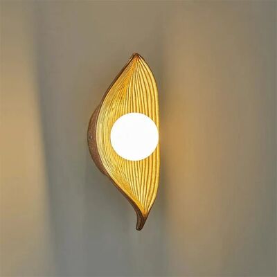 Retro Homestay Corridor Background Wall Lamp Bedroom Bedside resin Leaf Wall Lamp(WH-VR-162)