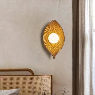 Retro Homestay Corridor Background Wall Lamp Bedroom Bedside resin Leaf Wall Lamp(WH-VR-162)
