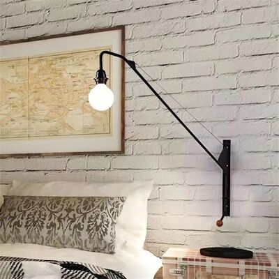 Loft American retro pipe light bedside Long arm swing light Potence Wall Lamp(WH-VR-163)