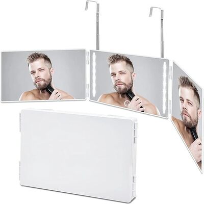 360 Degree Mirror with LED 3-Way Mirror Hair Self Cutting 3 Sides Folding Makeup Mirror with light(WH-MR-86)