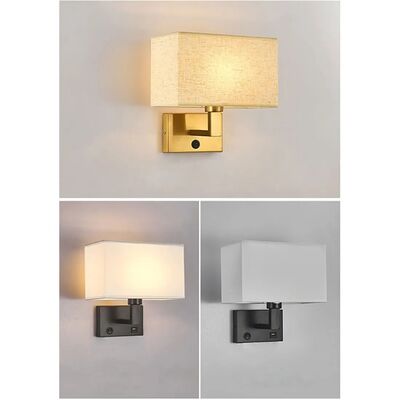 USB Wall Lights with Switch Rectangle White Yellow Fabric mirror front light(WH-MR-95)