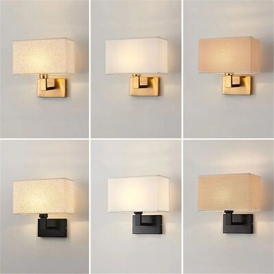 USB Wall Lights with Switch Rectangle White Yellow Fabric mirror front light(WH-MR-95)