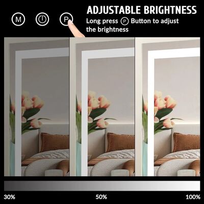 LED Dimmable 3 Modes Touch Screen Control White 360-Degree Rotation Makeup Cloud Mirror with Lights  (WH-MR-96)