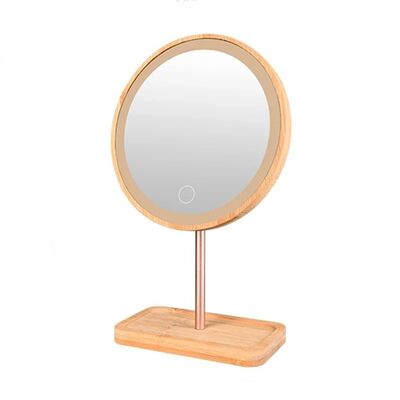 USB Rechargeable Detachable Wood Makeup Mirror With Light (WH-MR-98)