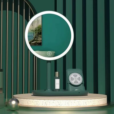 USB Rechargeable Vanity Mirror with Wireless Charger Portable 3 Colors LED Lights Makeup Mirror with lamp(WH-MR-99)