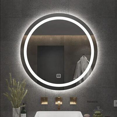 LED Round Smart Bath Mirrors Toilet Vanity Makeup Mirror with Light Anti-fog Touch Sensor Luminous Mirrors(WH-MR-100)
