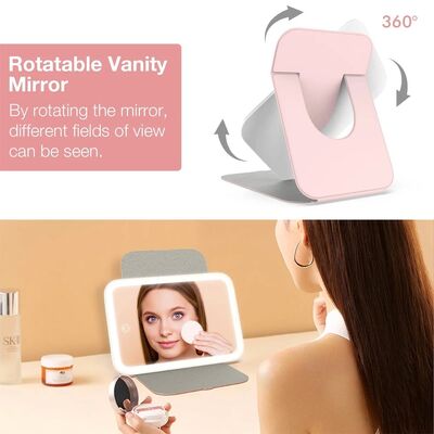 Rechargeable Vanity Mirror Desk Folding Cosmetic Travel Makeup Mirror With LED Light (WH-MR-106)