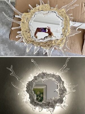 Modern LED Wall Lamps For Bathroom Art Water Flower With Mirror Wall Light (WH-MR-108)