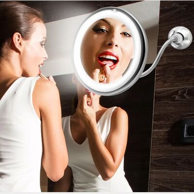 Flexible Gooseneck 10x Magnifying LED Lighted Makeup Mirror with lamp(WH-MR-110)