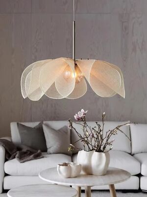 French Fabric Ceiling Pendant Lights Japanese Wabi Sabi Flower Chandelier (WH-VP-306)