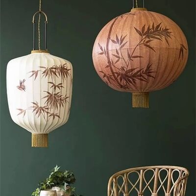 Fabric lampshade chinese lantern Traditional lantern painting pendant lamp (WH-VP-309)