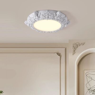 French Classical Led Chandelier White Resin Gypsum Rounded Pendant lamp Vintage Chandelier (WH-VP-315)