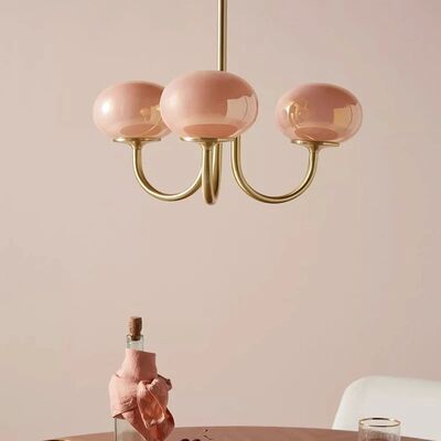 Mid century pink glass chandelier Creative Bauhaus light Vintage girl room decor light (WH-VP-319)