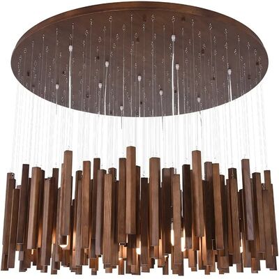 Dining Living Room Farmhouse Kitchen Table Solid Wood Led Pendant Chandelier Lamp Retro Wooden Hanging Chandelier (WH-VP-320)